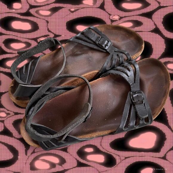 Birkenstock Bali Women's Black Leather Ankle Strap Sandals - Picture 4 of 5